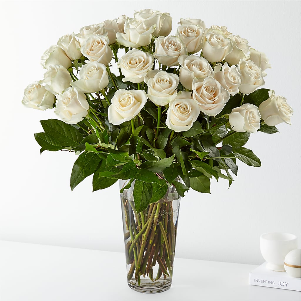 Long Stem White Rose Bouquet – The Woodlands Flowers, Conroe TX