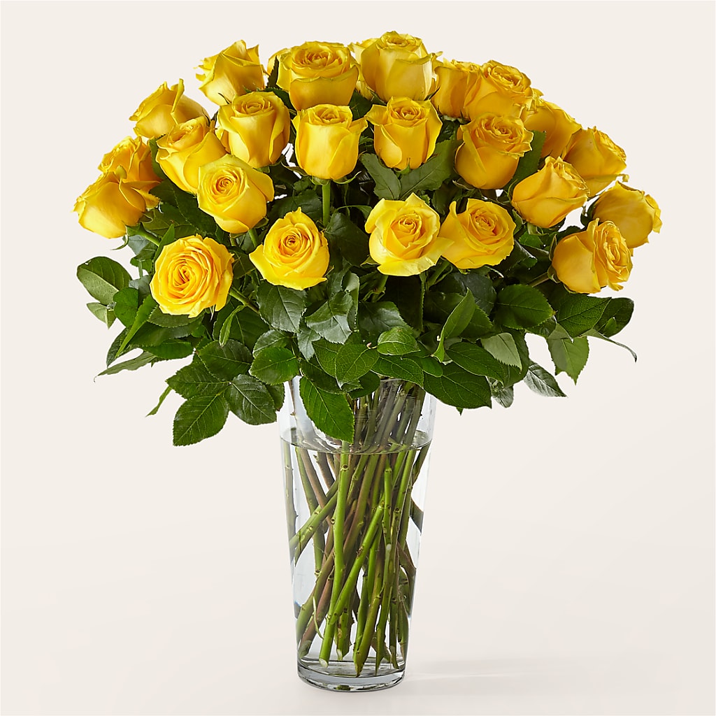 Long Stem Yellow Rose Bouquet – The Woodlands Flowers, Conroe TX