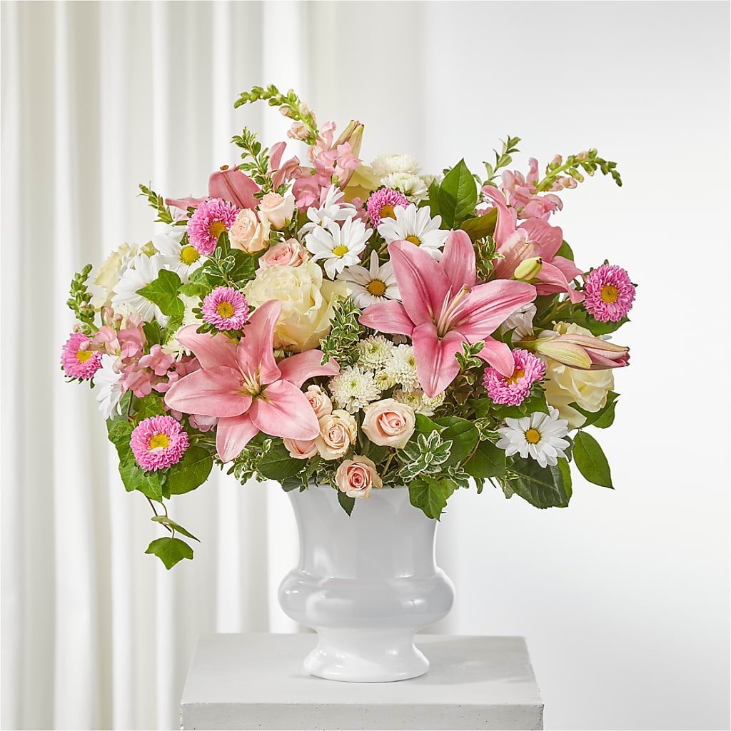 Empathetic Blooms Urn Arrangement – The Woodlands Flowers, Conroe TX