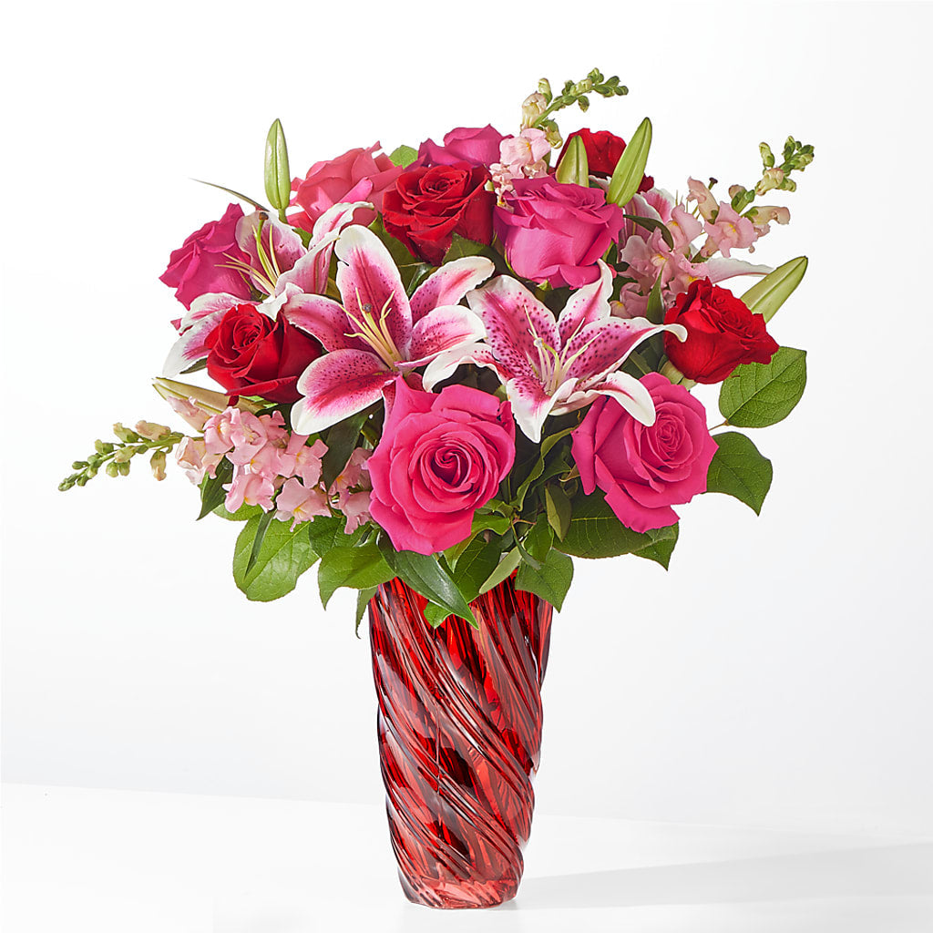 Always You Bouquet with Luxe Swirl Vase – The Woodlands Flowers, Conroe TX