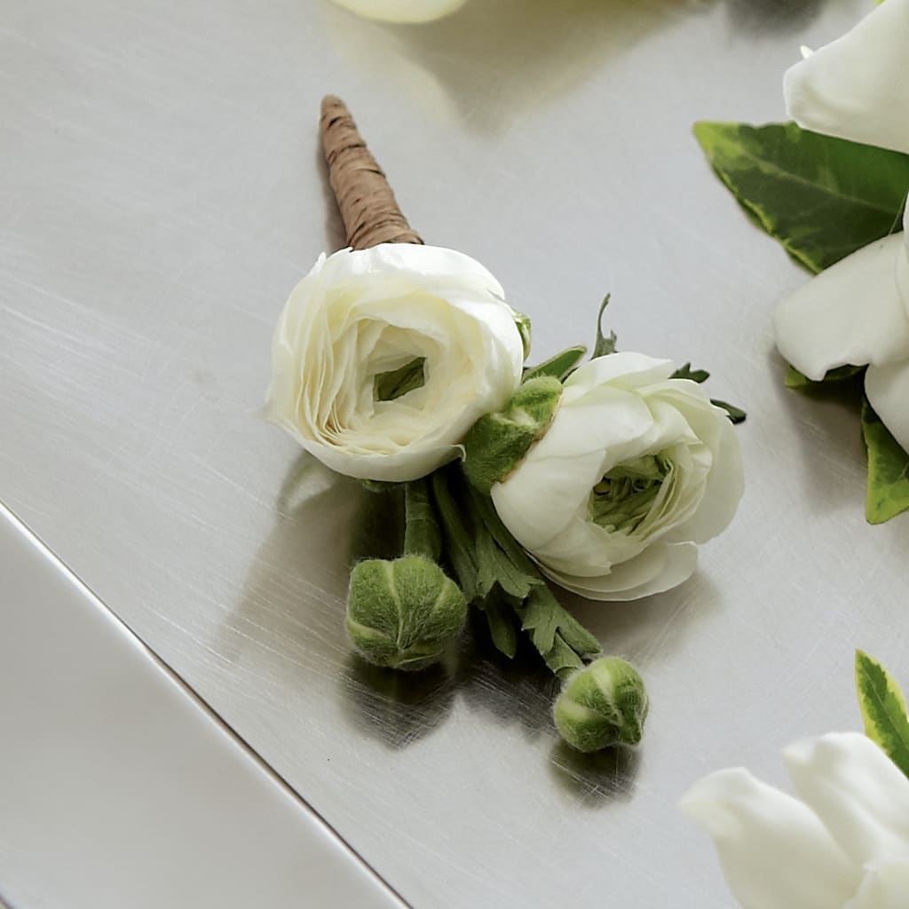 White Ranunculus Boutonniere – The Woodlands Flowers, Conroe TX