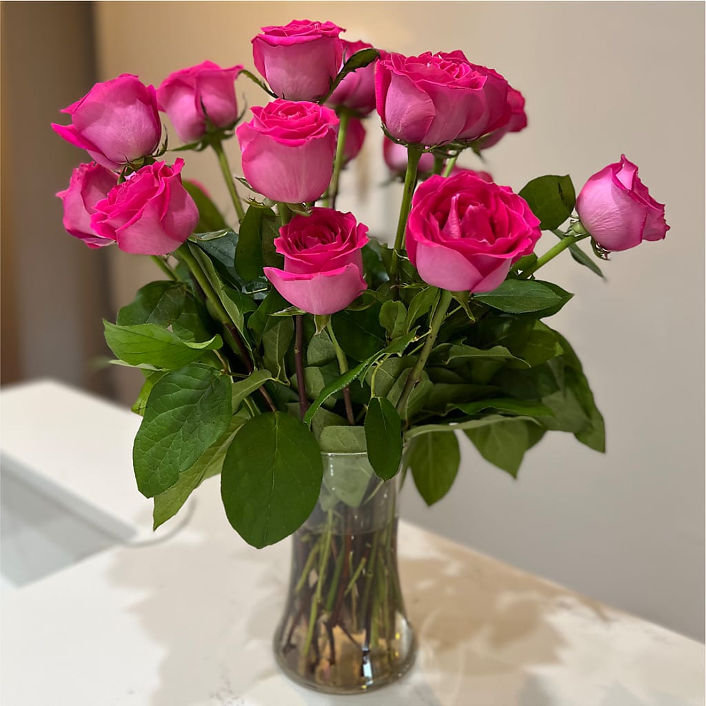 Long Stem Pink Rose Bouquet –  The Woodlands Flowers, Conroe TX