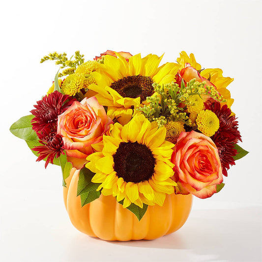 Golden Gourd Pumpkin Bouquet –  The Woodlands Flowers, Conroe TX
