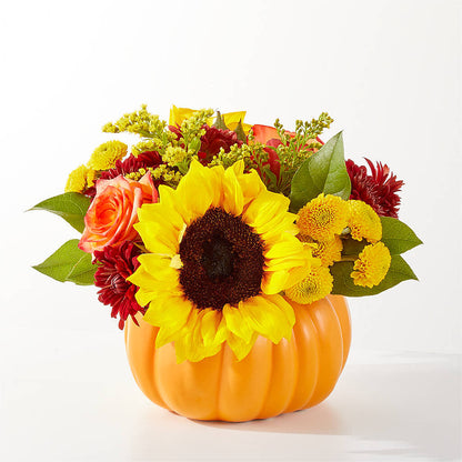 Golden Gourd Pumpkin Bouquet –  The Woodlands Flowers, Conroe TX