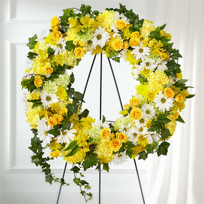 Golden Remembrance Wreath –  The Woodlands Flowers, Conroe TX