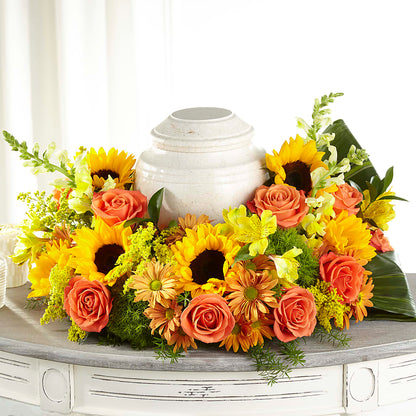 Faithful Sunflower Cremation Adornment –  The Woodlands Flowers, Conroe TX