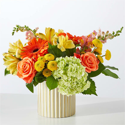 Autumn Sunshine Bouquet with Ivory Vase –  The Woodlands Flowers, Conroe TX