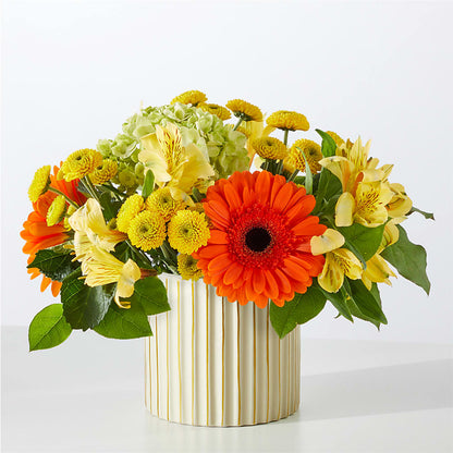 Autumn Sunshine Bouquet with Ivory Vase –  The Woodlands Flowers, Conroe TX