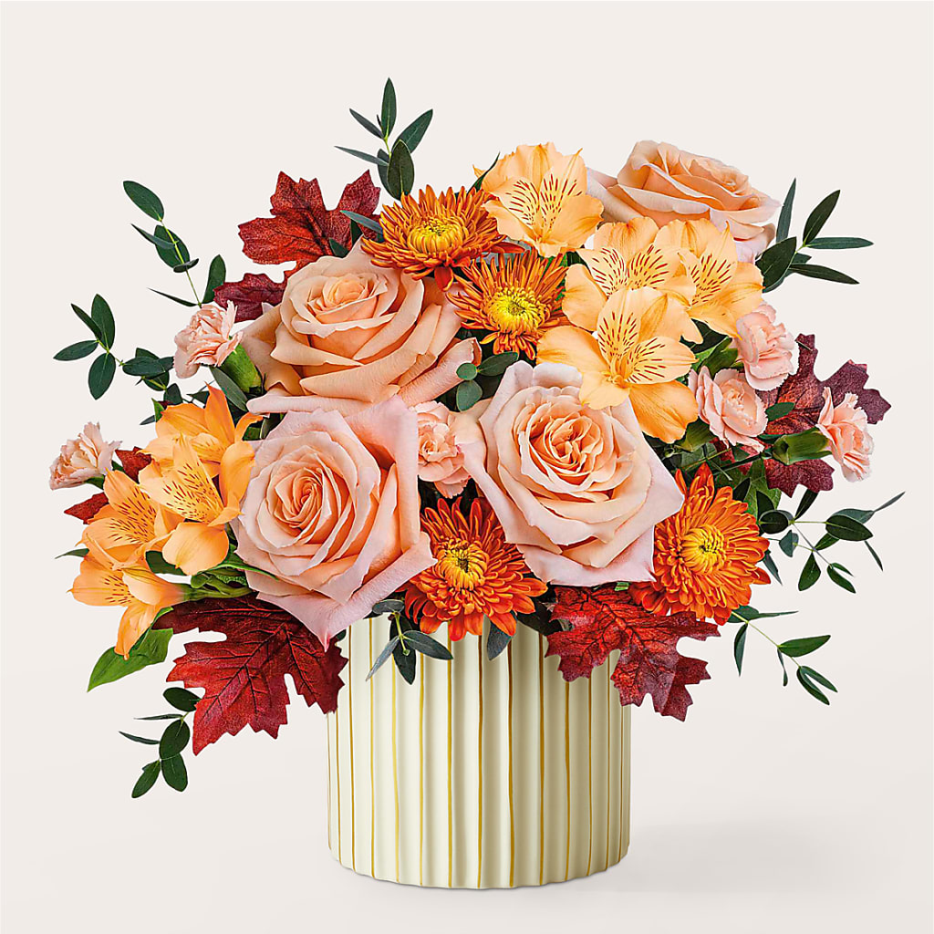 Spiced Latte Bouquet with Ivory Vase –  The Woodlands Flowers, Conroe TX