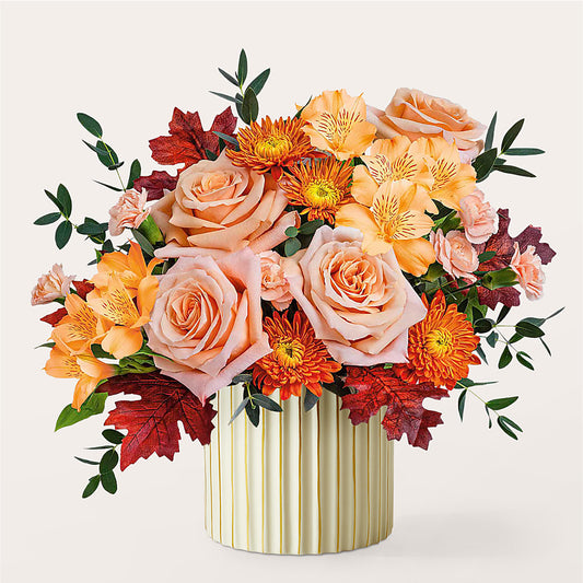 Spiced Latte Bouquet with Ivory Vase –  The Woodlands Flowers, Conroe TX