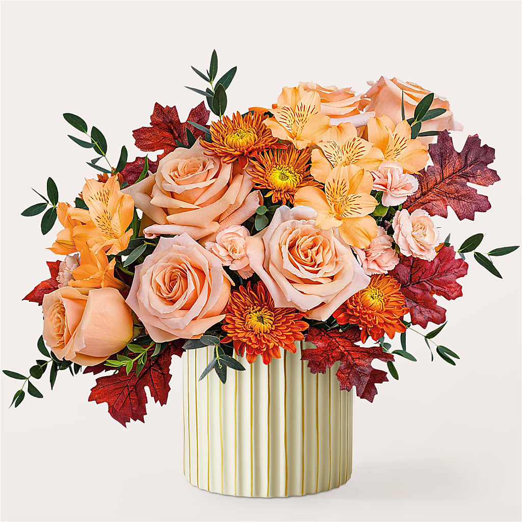 Spiced Latte Bouquet with Ivory Vase –  The Woodlands Flowers, Conroe TX
