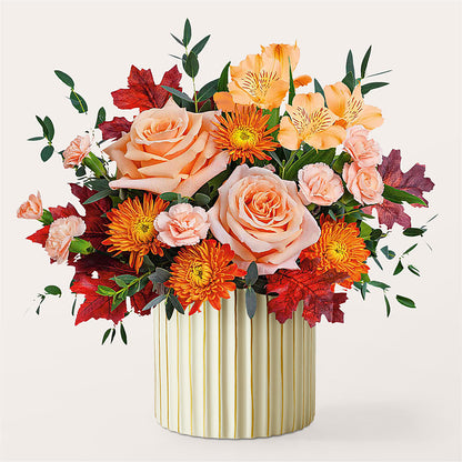 Spiced Latte Bouquet with Ivory Vase –  The Woodlands Flowers, Conroe TX
