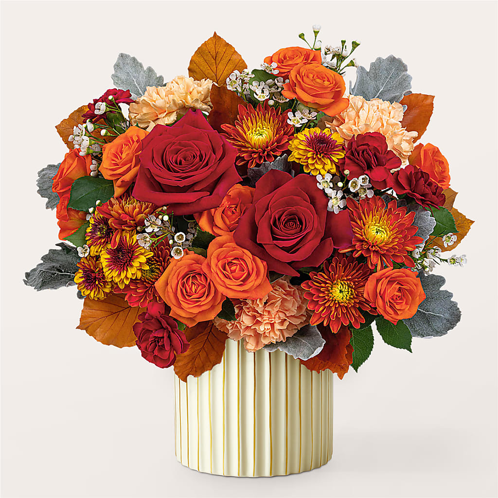 Merlot Bouquet with Ivory Vase –  The Woodlands Flowers, Conroe TX