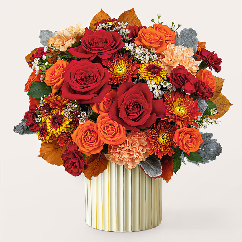 Merlot Bouquet with Ivory Vase –  The Woodlands Flowers, Conroe TX
