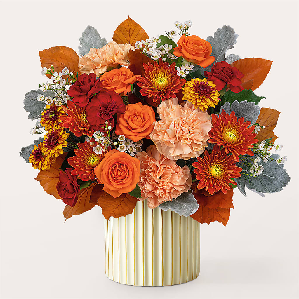 Merlot Bouquet with Ivory Vase –  The Woodlands Flowers, Conroe TX