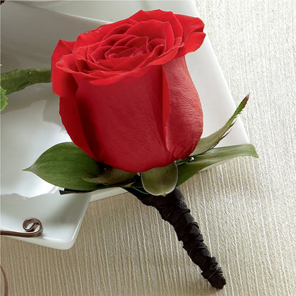Red Rose Boutonniere –  The Woodlands Flowers, Conroe TX