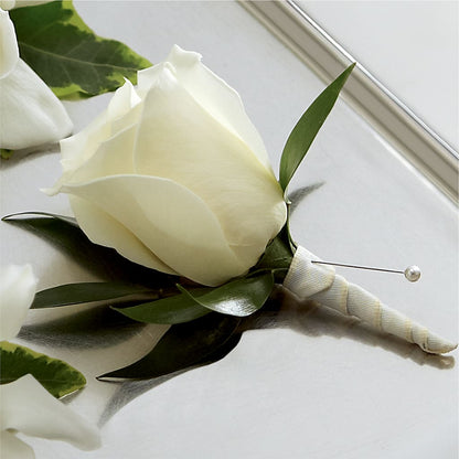 White Rose Boutonniere –  The Woodlands Flowers, Conroe TX